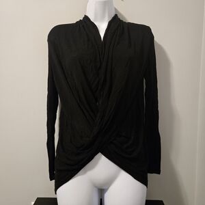 RW&CO Black Cowl Neck Drape Blouse
